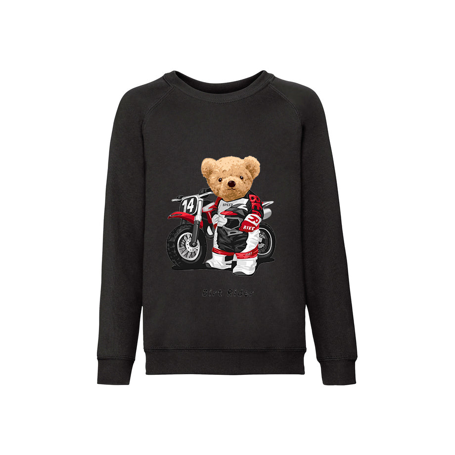 Eco-Friendly Bike Racer Bear Kids Sweater