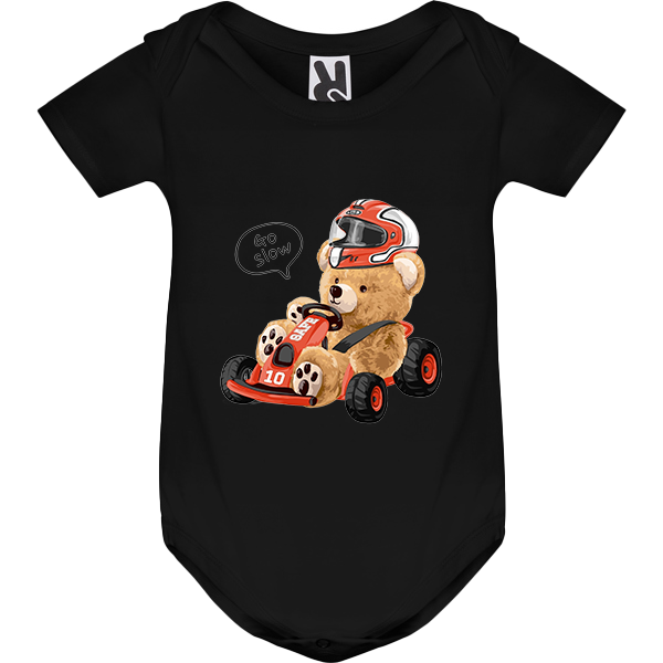 Eco-Friendly Karting Bear Baby Bodysuit