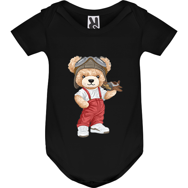 Eco-Friendly Pilot Bear Baby Bodysuit