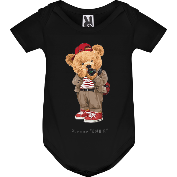 Eco-Friendly Camera Bear Baby Bodysuit