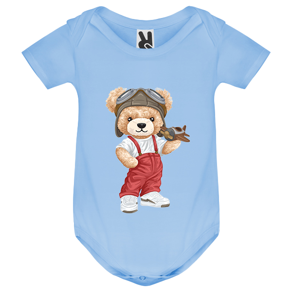 Eco-Friendly Pilot Bear Baby Bodysuit