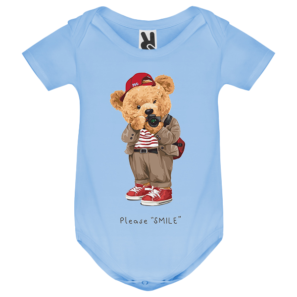 Eco-Friendly Camera Bear Baby Bodysuit