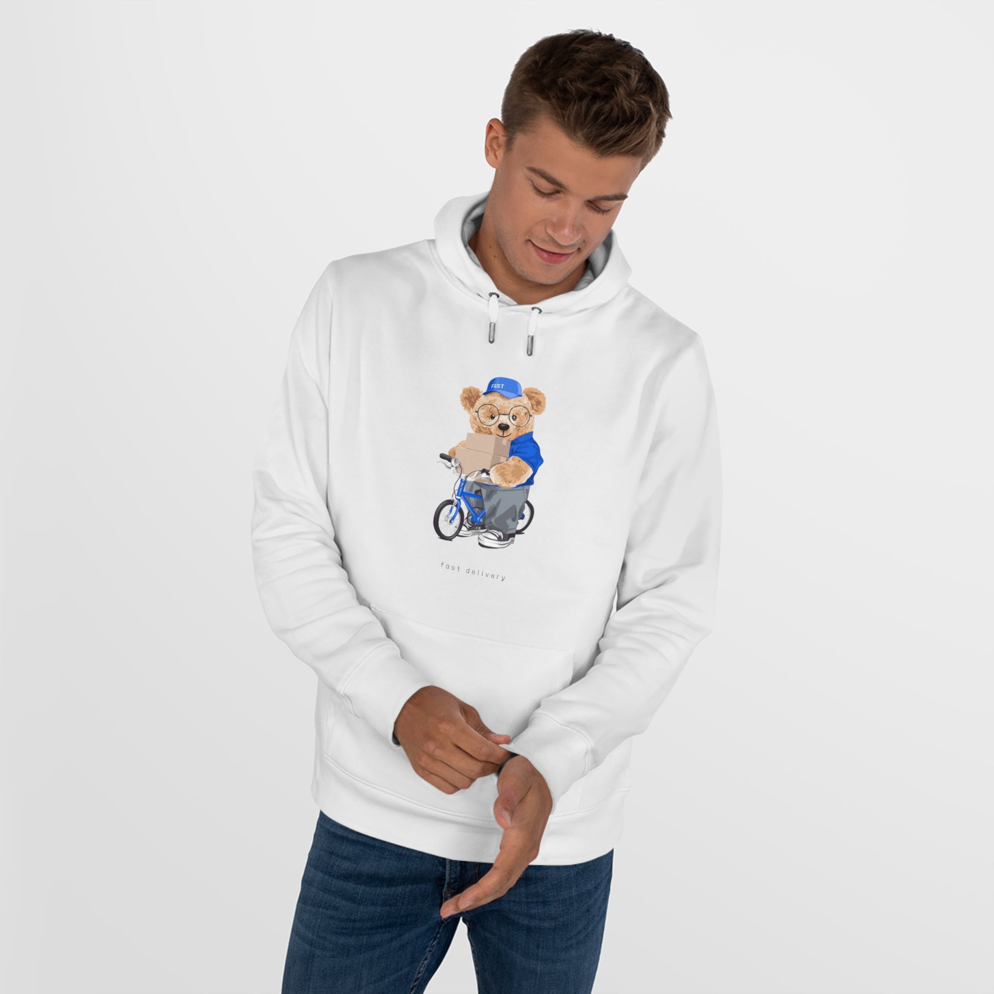 Eco-Friendly Bike Delivery Bear Hoodie