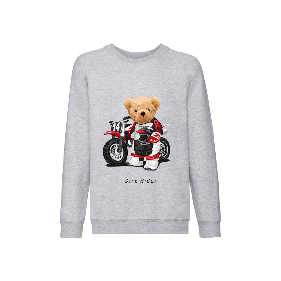 Eco-Friendly Bike Racer Bear Kids Sweater
