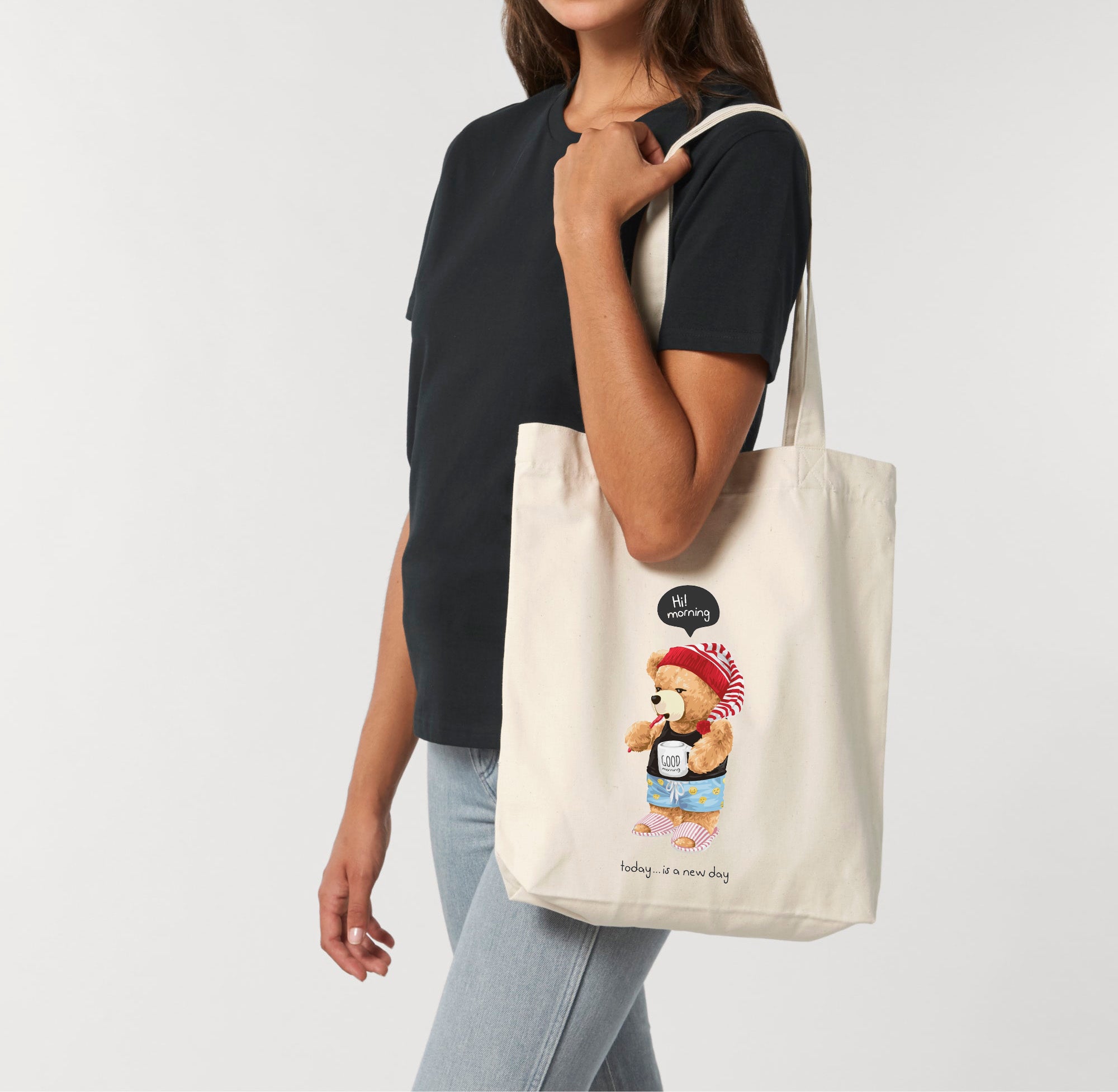 Eco-Friendly Morning Bear Tote Bag