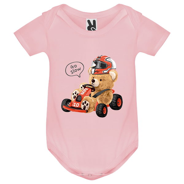 Eco-Friendly Karting Bear Baby Bodysuit