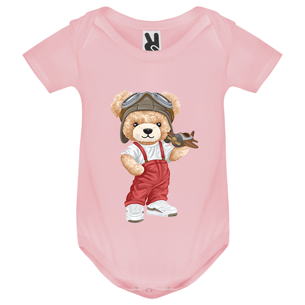 Eco-Friendly Pilot Bear Baby Bodysuit