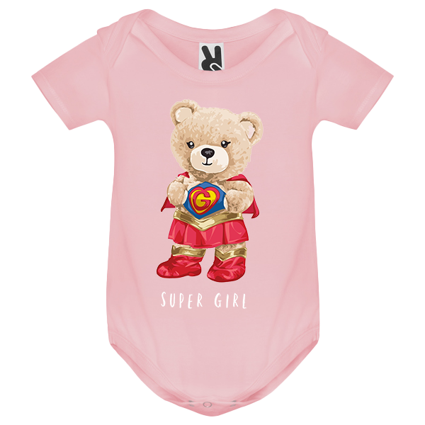 Eco-Friendly Supergirl Bear Baby Bodysuit