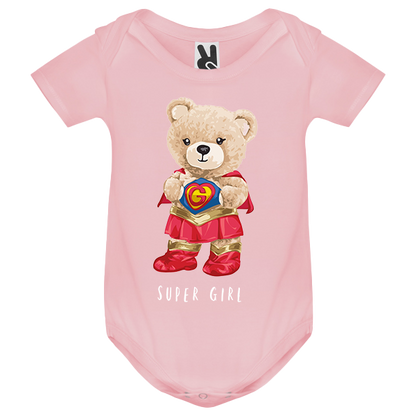 Eco-Friendly Supergirl Bear Baby Bodysuit