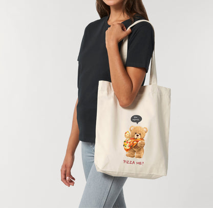 Eco-Friendly Pizza Bear Tote Bag