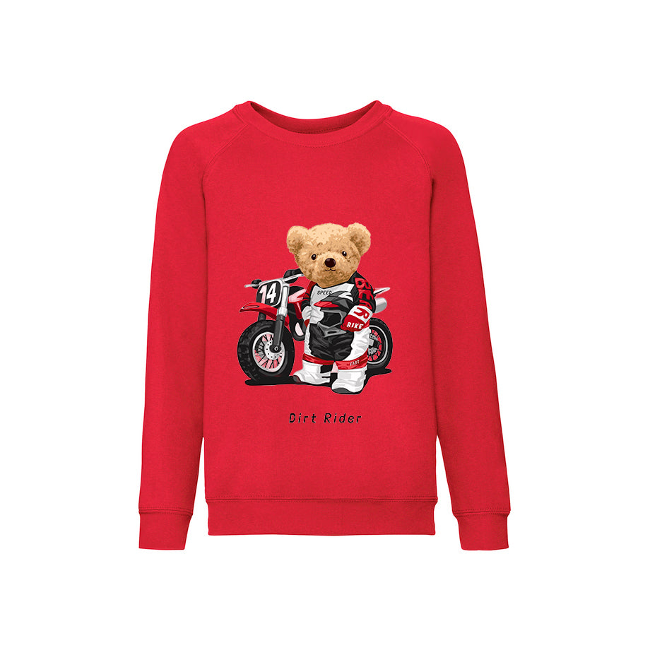 Eco-Friendly Bike Racer Bear Kids Sweater