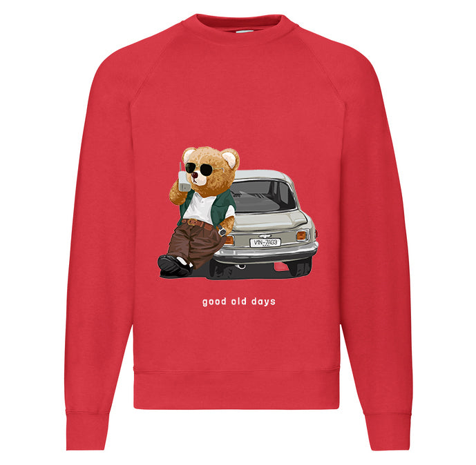 Eco-Friendly Retro Car Bear Pullover