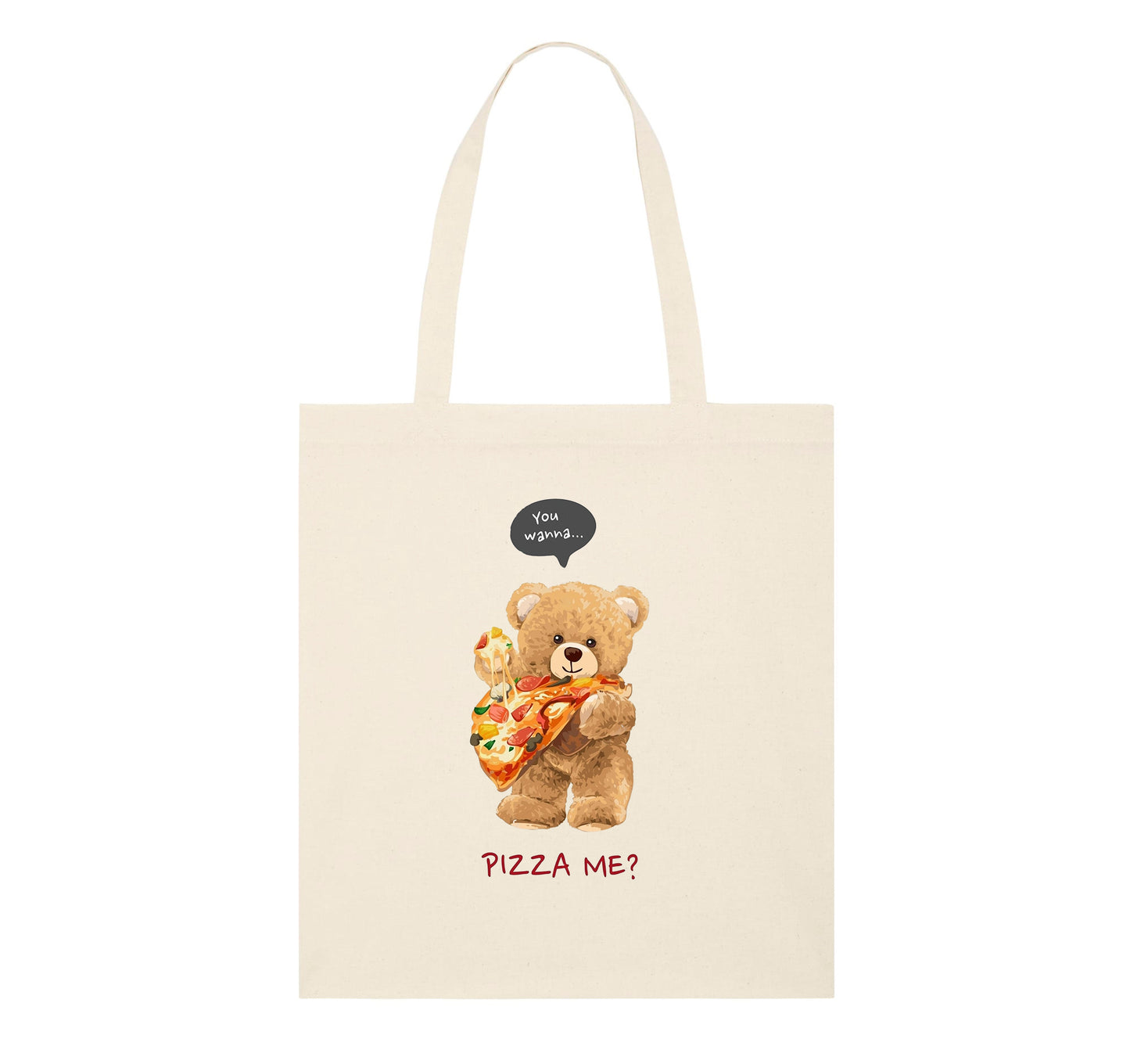Eco-Friendly Pizza Bear Tote Bag