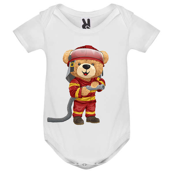 Eco-Friendly Firefighter Bear Baby Bodysuit