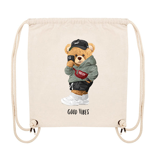 Eco-Friendly Good Vibes Bear Gym Bag