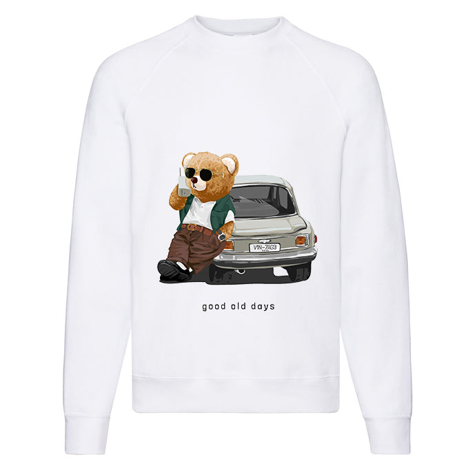 Eco-Friendly Retro Car Bear Pullover