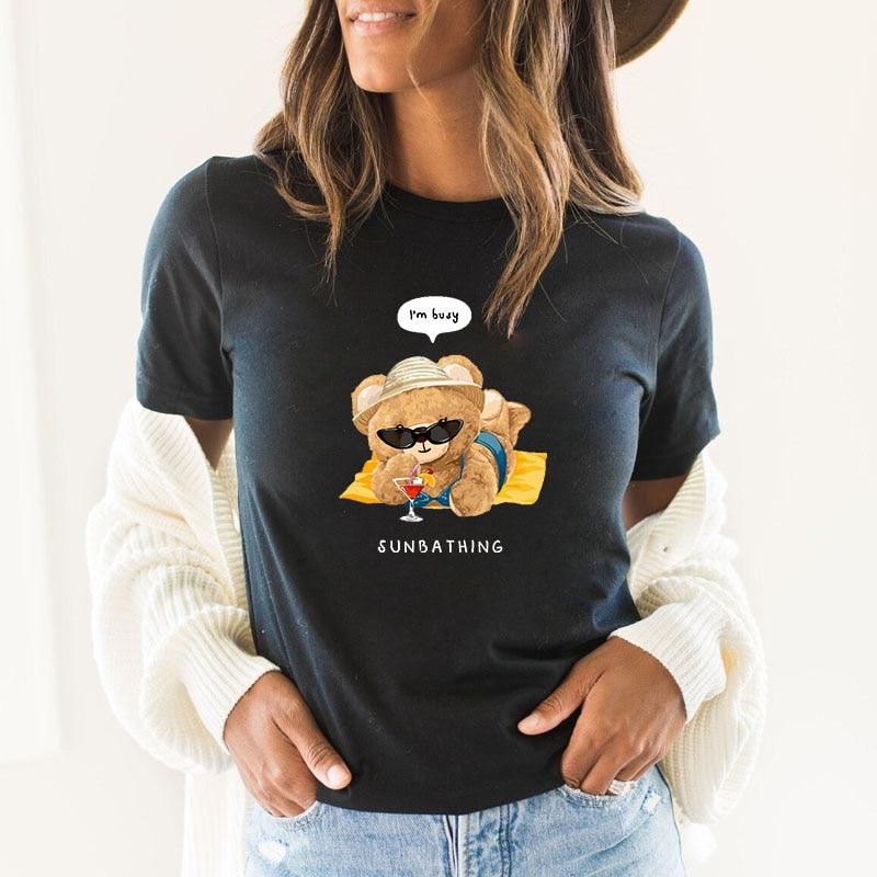 Eco-Friendly Sunbathing Bear T-shirt