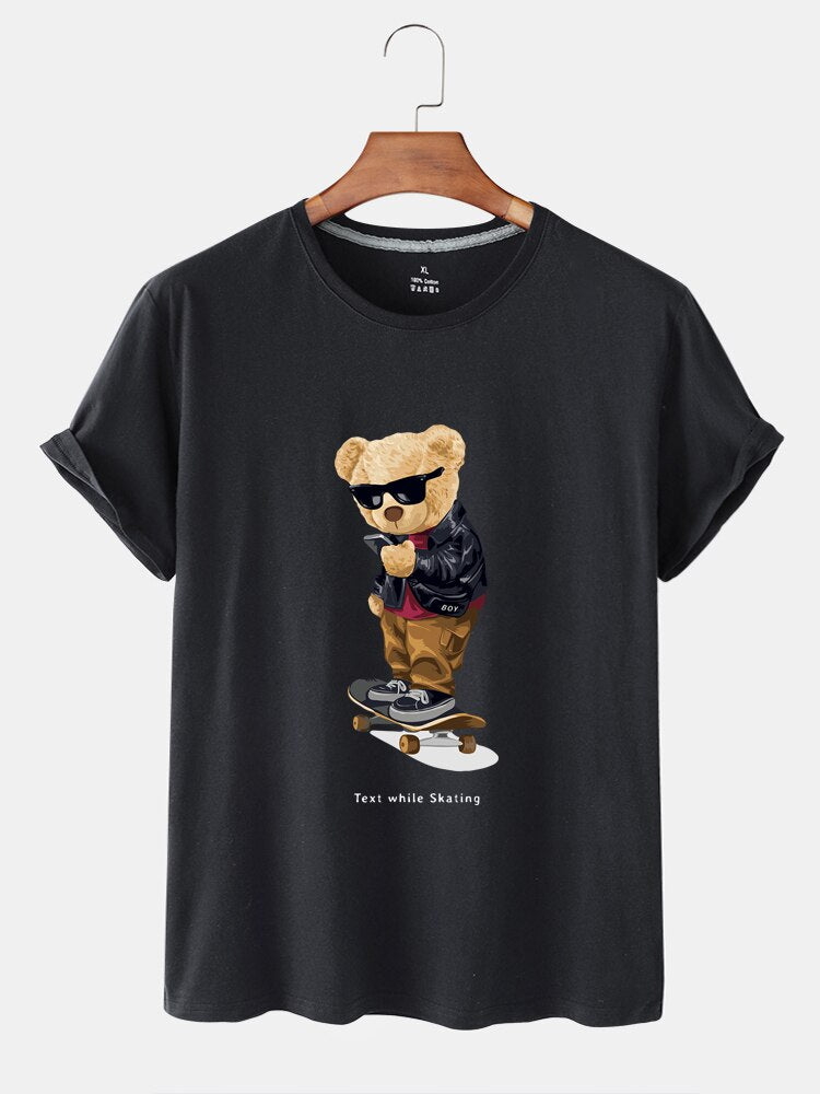 Eco-Friendly Text and Skate Bear T-shirt