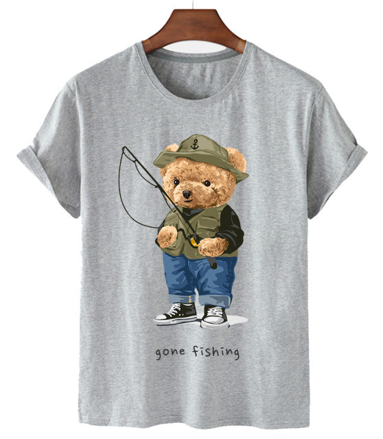 Eco-Friendly Fishing Bear T-shirt