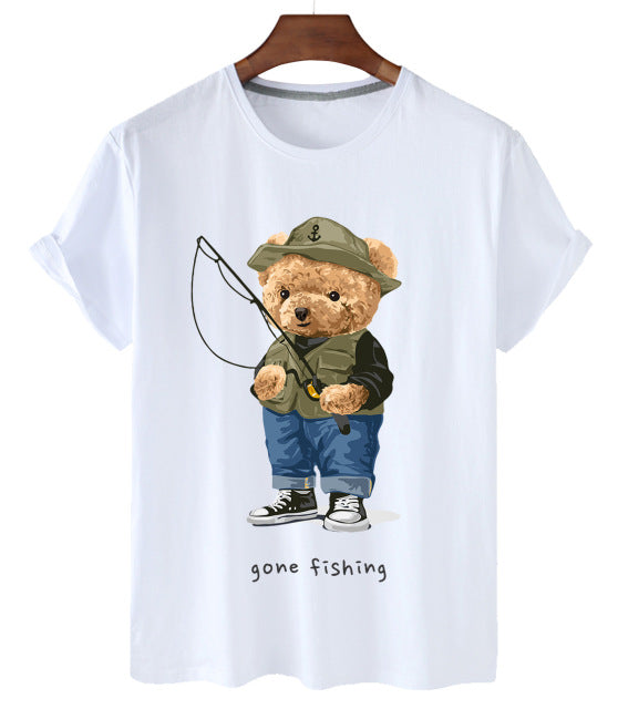 Eco-Friendly Fishing Bear T-shirt