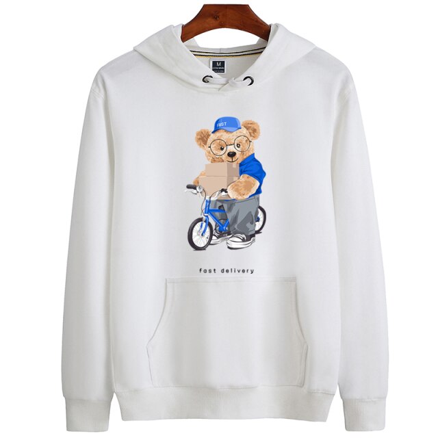 Eco-Friendly Bike Delivery Bear Hoodie