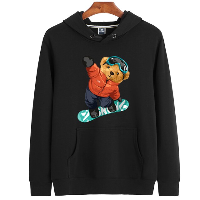 Eco-Friendly Snowboard Bear Hoodie