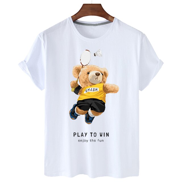 Eco-Friendly Badminton Bear T-shirt