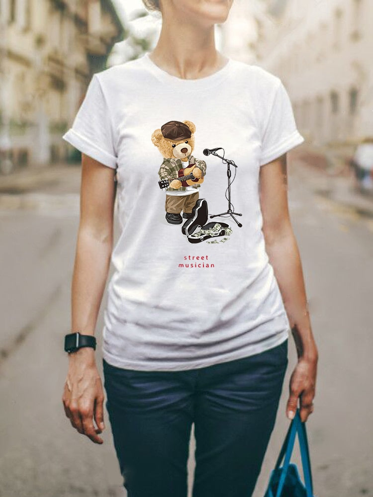 Eco-Friendly Street Singer Bear T-shirt