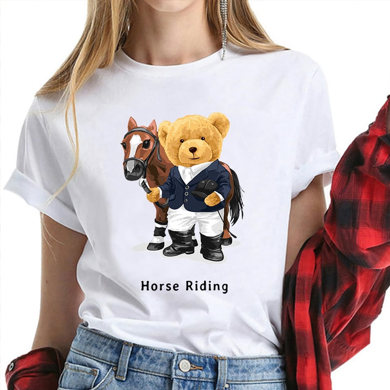 Eco-Friendly Horse Rider Bear T-shirt
