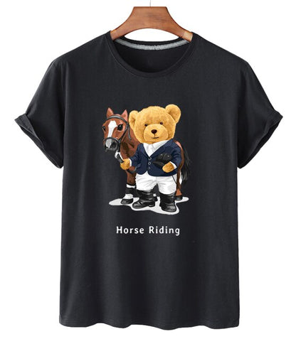 Eco-Friendly Horse Rider Bear T-shirt