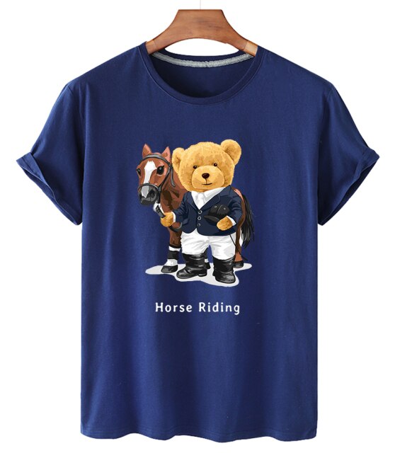 Eco-Friendly Horse Rider Bear T-shirt