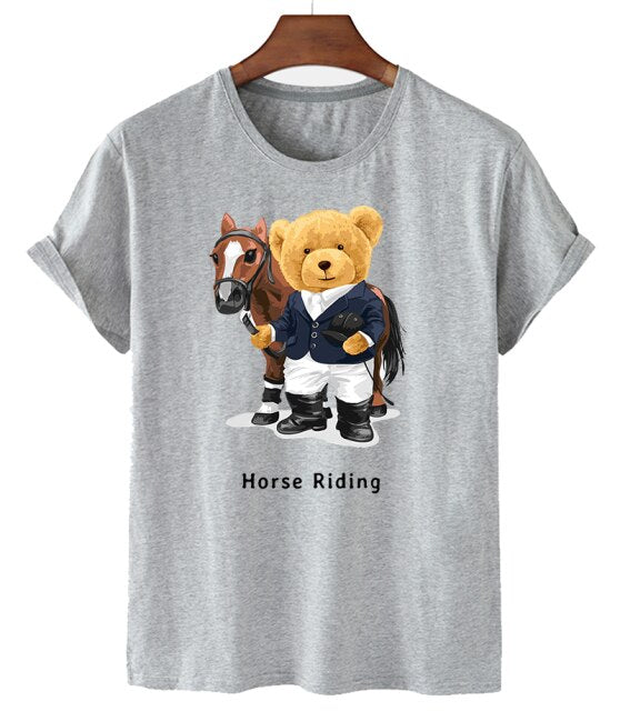 Eco-Friendly Horse Rider Bear T-shirt