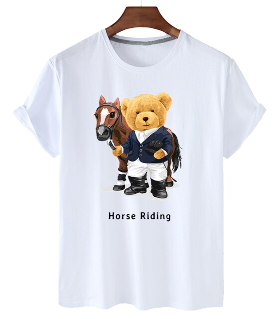 Eco-Friendly Horse Rider Bear T-shirt