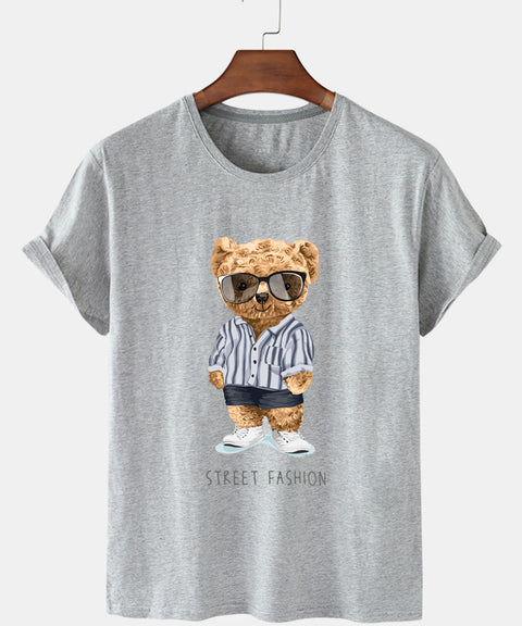 Eco-Friendly Street Fashion Bear T-shirt