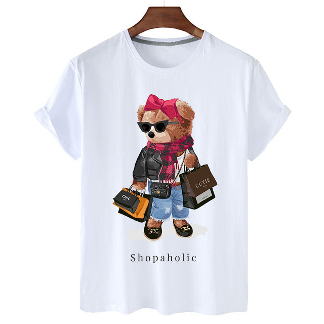 Eco-Friendly Shopaholic Bear T-shirt