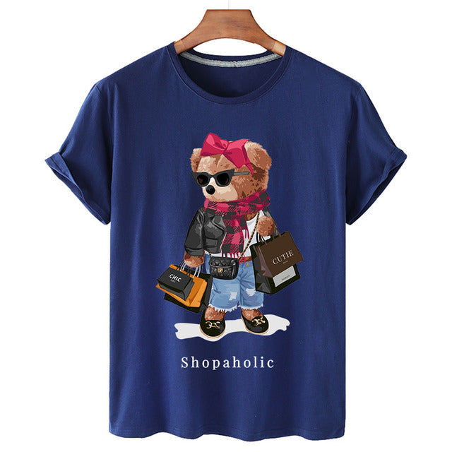 Eco-Friendly Shopaholic Bear T-shirt