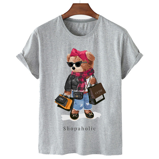 Eco-Friendly Shopaholic Bear T-shirt